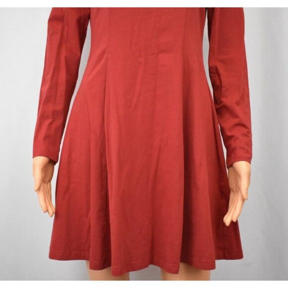 Torary Red Peter Pan Collar Skater Dress Women's M Academia Fit & Flare Holiday - Picture 5 of 10